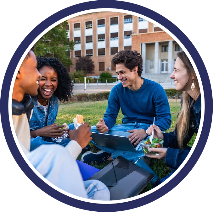 Students enjoying snacks outside
